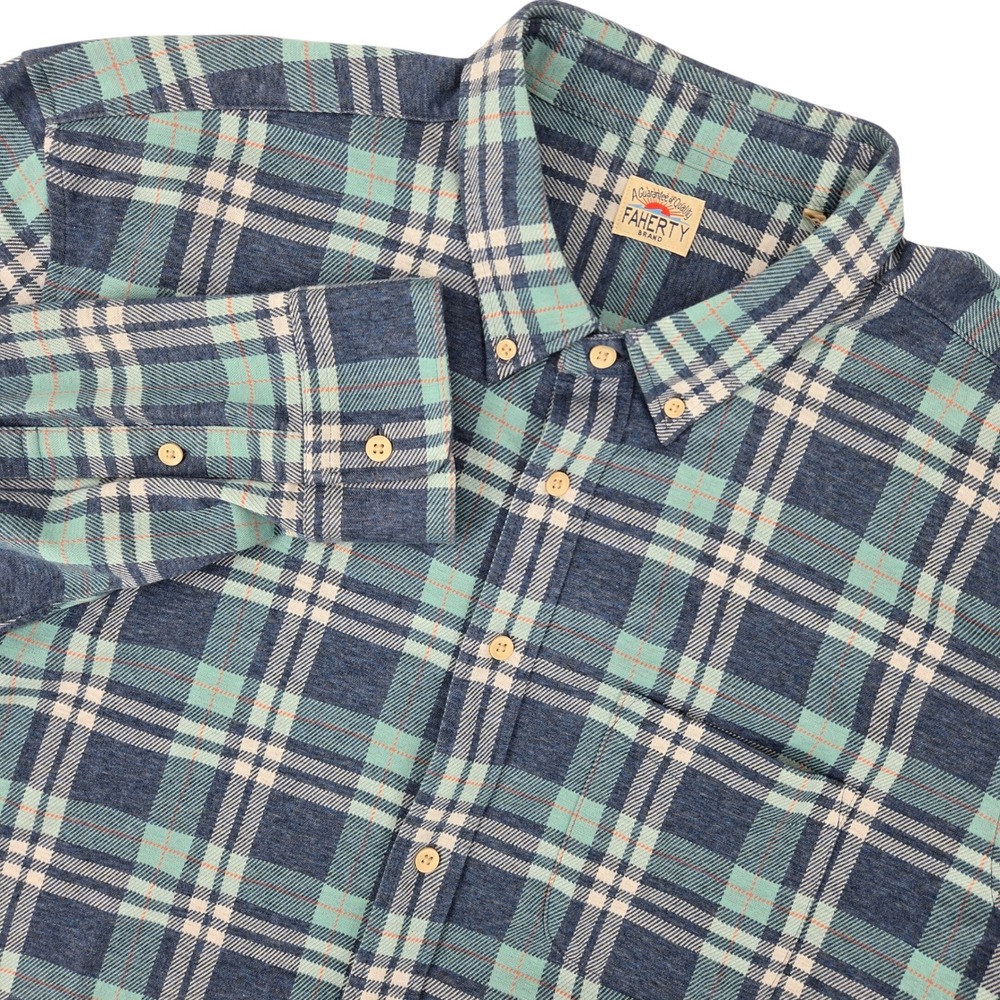 Faherty XXL Plaid Flannel Button Down Shirt Mens Coastal Casual Supima Cotton